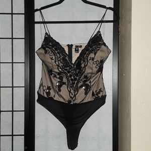 Black Sparkling Sequin Bodysuit